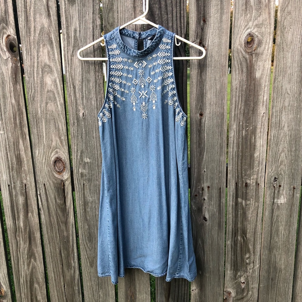 Jean Dress with embroidery design